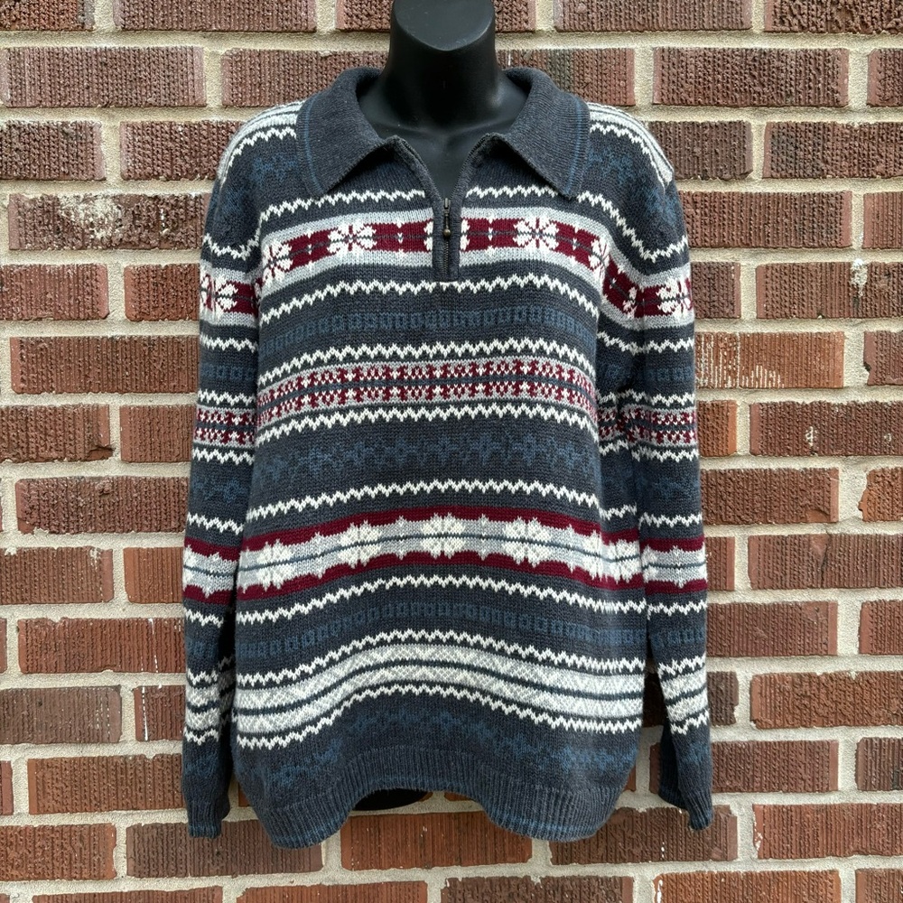 Studio Works Women's 1/4 Zip Cotton Blend Long Sleeve Gray Purple Sweater Size M